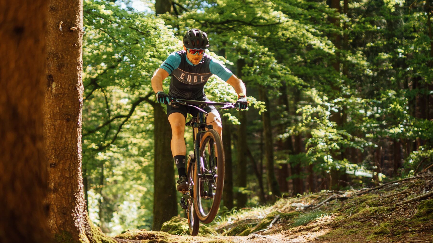 Mountainbiker auf dem Trail im Thüringer Wald